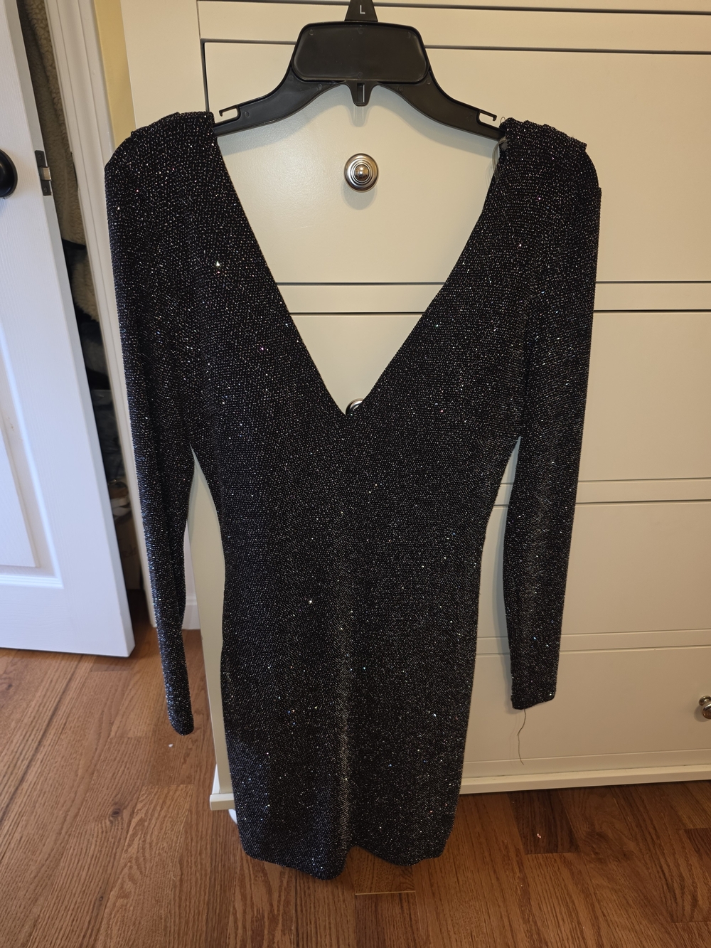 NWT Windsor Sparkle Long-Sleeve Cowl Back Dress